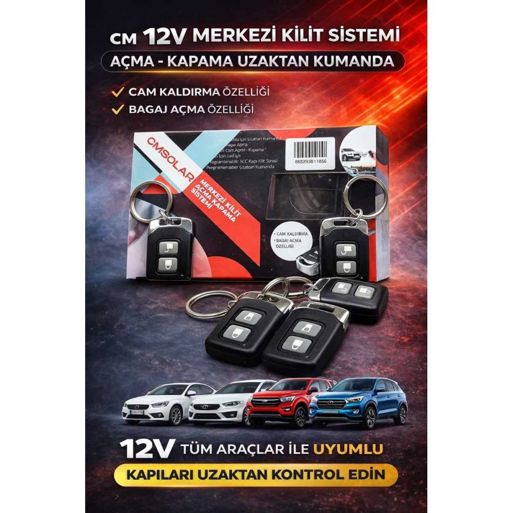 CM Oto Merkezi Kilit Uzaktan Kumandalı Açma Kapama Sistemi – 12V Araç Uyumlu Set
