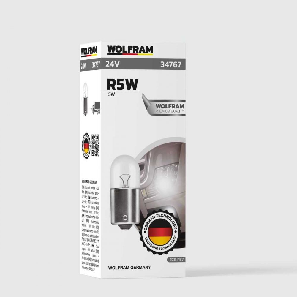 Wolfram 24V 67 R5W BA15s Standart Ampul 10’lu Paket – Park, Sinyal ve İç Aydınlatma Uyumlu Dayanıklı Oto Ampul