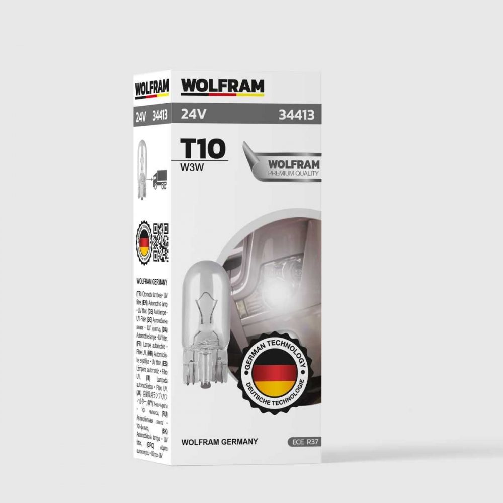 Wolfram 24v T10 3w Orta Dipsiz Standart Ampul