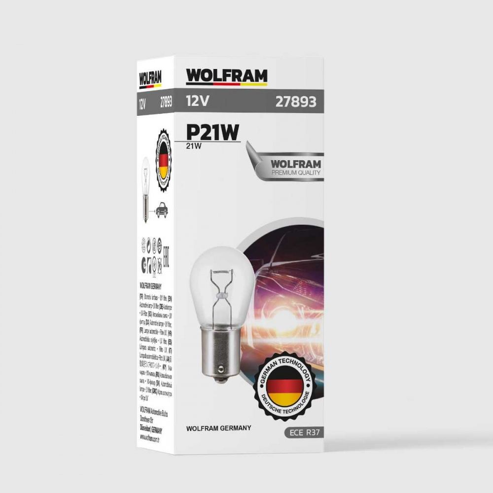 Wolfram 12V 93 P21W Tek Duy Standart Ampul 10’lu Paket – Oto Stop, Park ve Sinyal Ampulü