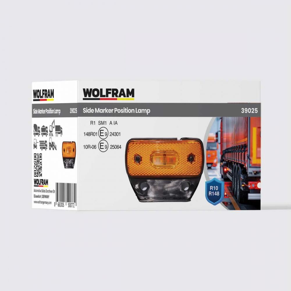 Wolfram Dorse Yan Pozisyon Lambası Muhafazalı Kablolu Klipsli 12V-24V 4W E Belgeli – Tır Dorse Römork Uyumlu Korumalı LED Yan Aydınlatma, Su Geçirmez