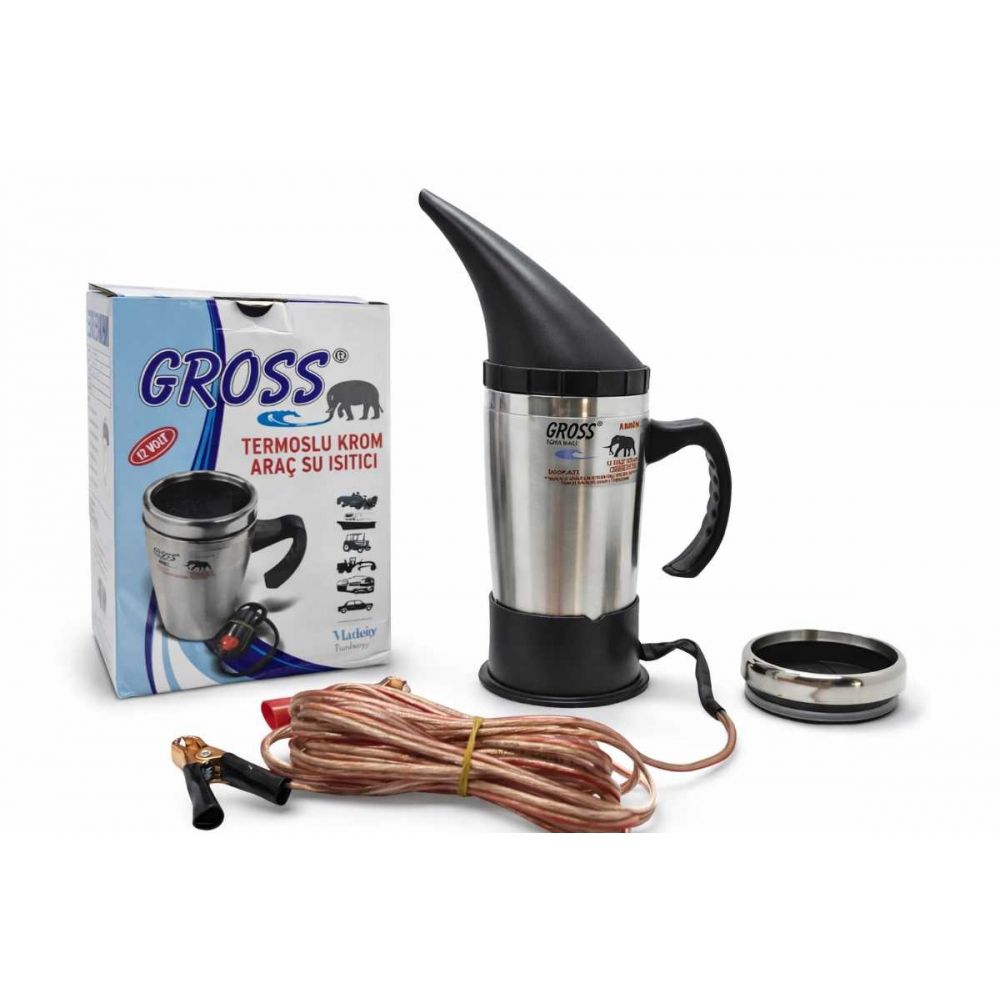 GROSS 12V Far Parlatma Temizleme Seti – Akü Bağlantılı Maşalı 3 Metre | Su Isıtıcılı Kettle + Huni Dahil 